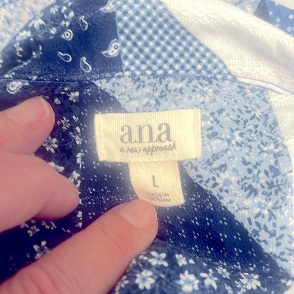 A N A - ❤️ Blue and White Patchwork Shirt - Picture 7 of 7